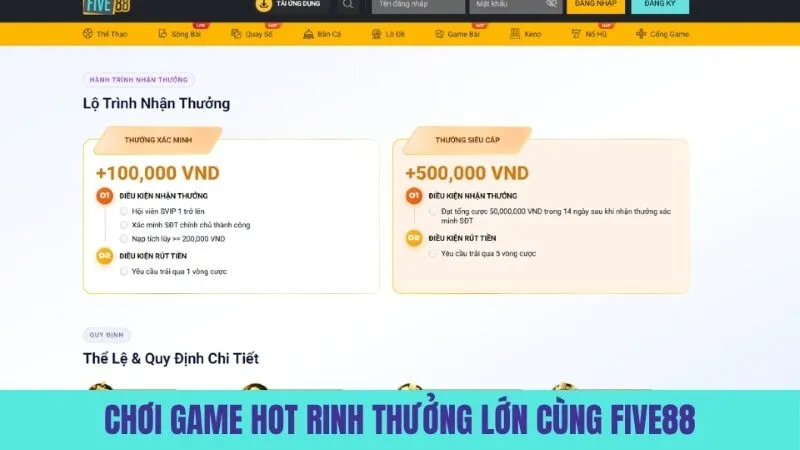 Chơi game hot rinh thưởng lớn cùng Five 88